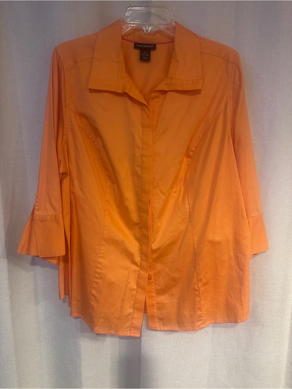 Lane Bryant Orange Collared Button-Front Blouse